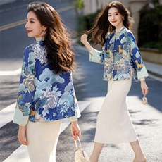 芷墨春季新款新中式盘扣设计感复古外套日常气质显瘦显瘦短开衫女，女装短外套，芷墨服饰