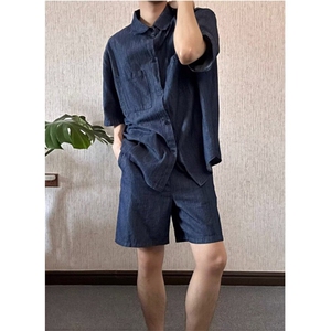 新款气质时尚慵懒牛仔套装男帅气水洗两件套原宿日系 C45,男装休闲套装,星座1116A-2（原606A-1）