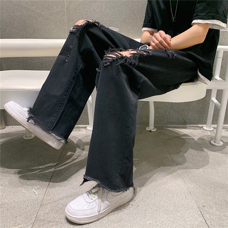 k706-p48-控68破洞牛仔在高阶宽松大码牛仔裤cityboy,男装牛仔裤,星座116