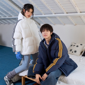 冬季潮流条纹五防立领加绒加厚棉衣情侣撞色棉服外套MY8899-p78图片
