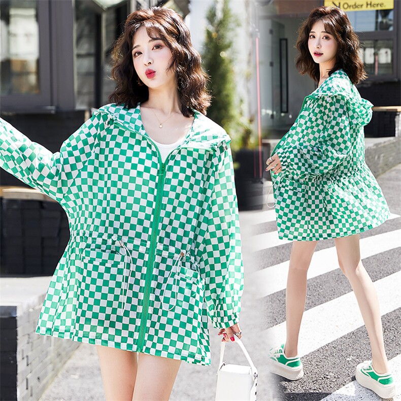 2837棋盘格休闲防晒衣夏季新款RF2C290-8801#-P85-K138，女装防晒衣，蝶眷