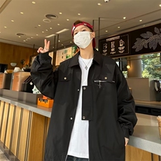 秋冬季美式工装外套男宽松痞帅上衣潮牌金属装饰飞行员夹克，男装夹克，星座716-3