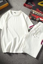 海边度假短袖t恤男沙滩半袖衣服套装男士运动短装两件套DS86T，男装T恤，电商A102