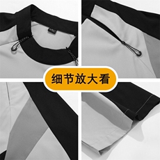 潮牌撞色拼接冰丝短袖T恤男夏季宽松速干运动半袖上衣JS5053-P38，男装衬衫，星座610（原A335）