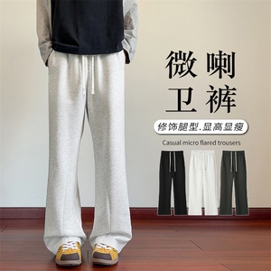 华棉380g重磅港风纯色休闲大码显高微喇卫裤男K24030-特P35控68图片