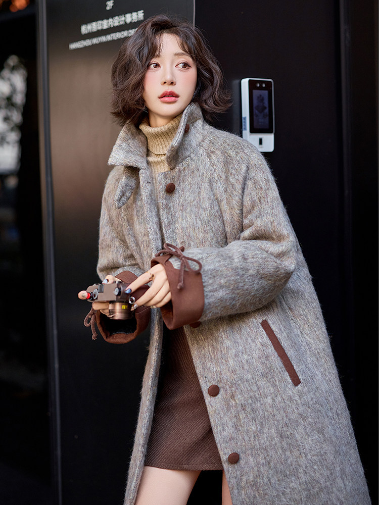 水衣源2701款中长款毛呢大衣加棉加厚外套女,女装毛呢外套,水衣源