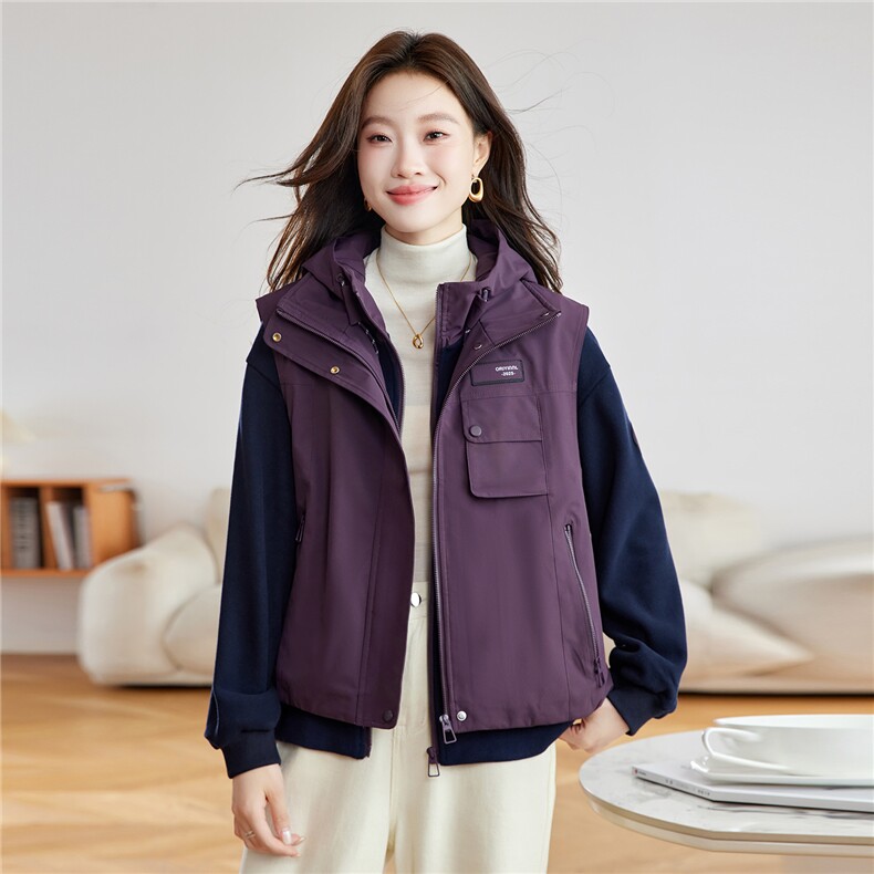 现货！2025冬季新款加棉加厚马甲两件套卫衣,女装棉衣/棉服,慕咨