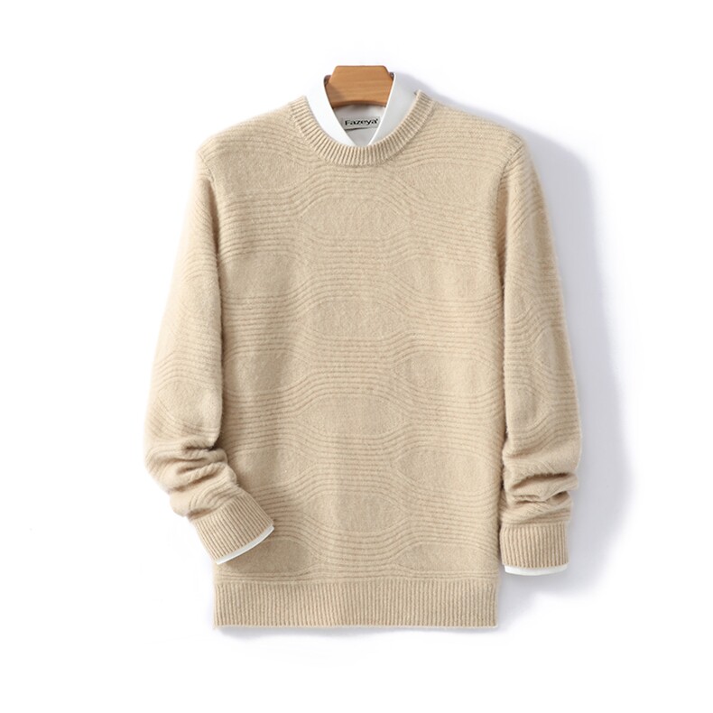 2024年秋季圆领纯色长袖羊毛时尚都市套头羊毛衫，男装羊毛衫，德晨羊绒