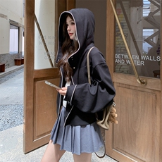 【新款主推】2025撞色连帽高级感通勤短外套2C372-838-P155控228，女装短外套，2C372