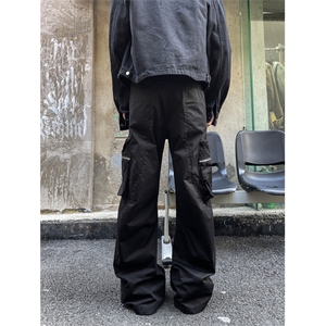 美式潮牌多口袋工装裤男款宽松休闲时尚百搭直筒微喇裤图片