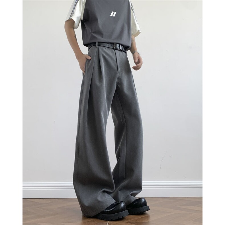 美式高级感解构黑色西裤男小众设计感阔腿垂感休闲长裤子X073-P55，男装西裤，星座308B-2