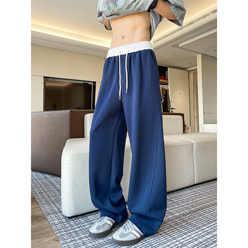 8XL-M春季撞色运动卫裤特大码美式高街直筒阔腿休闲裤KZ1945/P55,男装休闲裤,电商B238