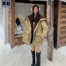 新款现！羊羔毛拼接派克服羽绒服工装外套2C133-6001-P275-K408，女装派克服，2C133