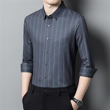 2023春秋男士高档无痕免烫长袖翻领衬衫男时尚商务衬衣HM8218-P85，男装衬衫，星座1105-3