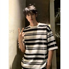 2026夏季新款时尚条纹哈苏线短袖T恤男DT6259-特P35建议零售价88，男装T恤，电商A001