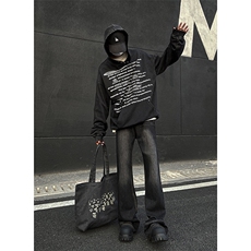 美式ins高街hiphop重工艺水洗暗黑微喇牛仔裤货号K2401P60，男装牛仔裤，电商A063