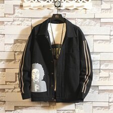 A003-HJ013-P40秋装新款人头印花翻领夹克男装外套凹凸墙，男装夹克，电商A003