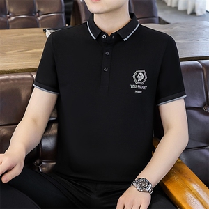 polo衫青年商务休闲男装夏季新款男士短袖T恤半袖翻领宽松上衣服图片