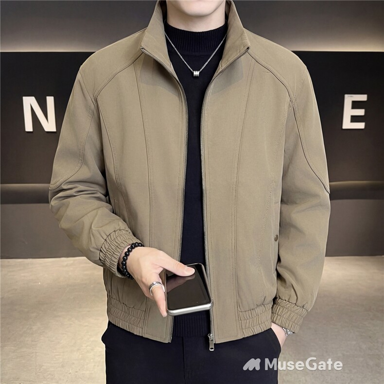 春款2026轻熟风抖音纯色休闲立领夹克店主风A236-82509-P135，男装夹克，电商A236