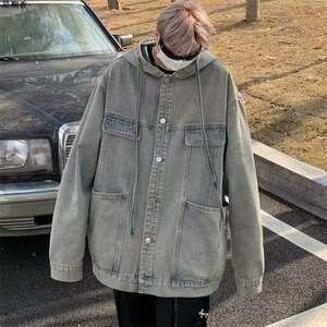 美式复古黄泥色牛仔外套男秋季新款痞帅高级感潮牌春秋夹克图片