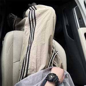 潮牌速干裤男夏季美式复古条纹直筒裤子休闲宽松运动裤A6100-P40图片