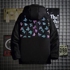 网格反光蝴蝶印花棉服男冬季大口袋棉衣外套A090-MY76P125限158，男装棉衣，电商A089-1