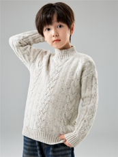 优质三股特厚儿童100%羊毛衫彩点纱男女童套头针织打底妞花毛衣，童装儿童羊毛衫，初丹羊绒童装