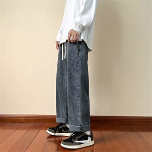 7色！春季牛仔裤男直筒拖地阔腿裤高街潮牌   A080-9291-P35控58图片