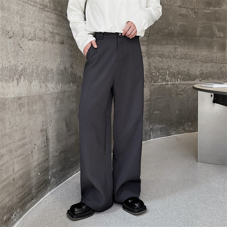 定制款气质深灰色直筒长裤男时髦简约阔腿K裤黑色西裤男113P75，男装休闲裤，星座901-1（原C217）