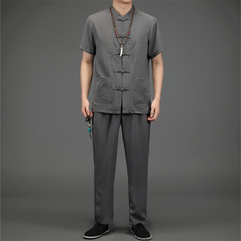 BETZ223钱塘2020-2中式唐装风中老年男装中老年套装P90，男装中老年男装，钱塘207-2