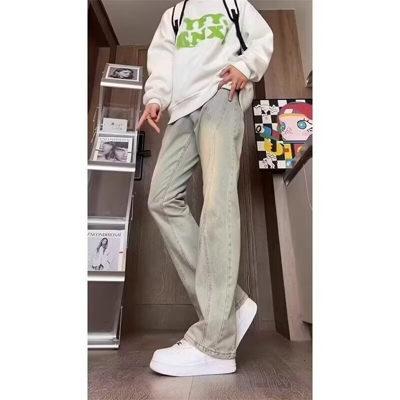 美式潮牌牛仔裤男拼接解构微喇直筒弹力修身裤子513ACK2703P43,男装牛仔裤,星座513A