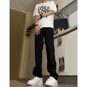现货 渐变拉链黑色牛仔裤男大码修身直筒裤 K5804-K5805-P50图片