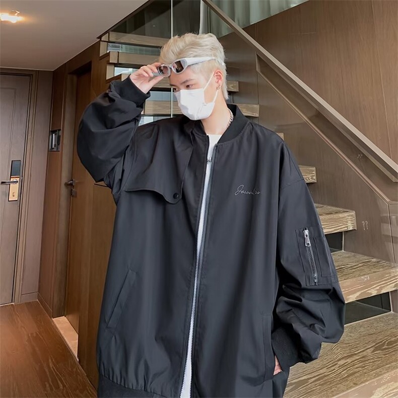 美式棒球服夹克外套男士2024新款潮牌痞帅宽松上衣潮W5909-P62,男装夹克,星座412-2