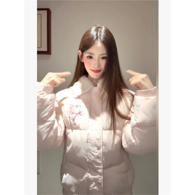1506A/G79130/P92甜美风粉色羊羔毛拼接翻领棉服,男装棉衣,星座1506A