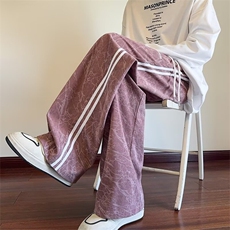 条纹灯芯绒裤子男春秋季宽松直筒阔腿运动裤潮牌美式重磅休闲长裤，女装休闲裤，星座218-1（原230）