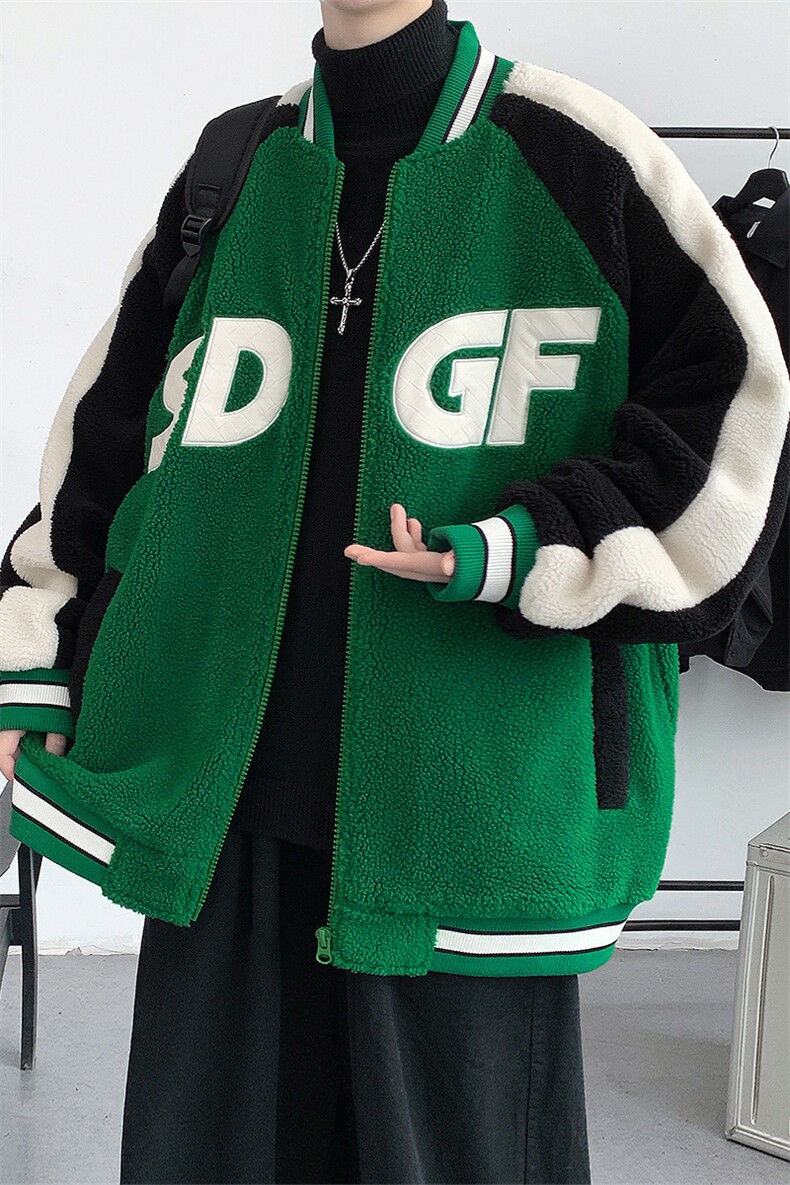 冬款加厚颗粒绒刺绣棉衣羊羔绒棒球服外套男女8108-P120控价158,男装棉衣,电商A441-1
