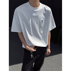抖音品质夏季新款潮流拉链设计宽松短袖T恤B315-ST005-特p35控68，男装T恤，电商B315