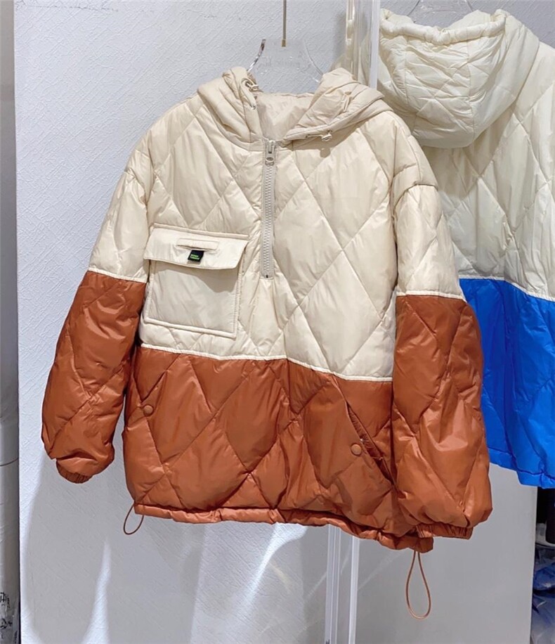 撞色套头羽绒服，女装羽绒服，Queena PHoebe