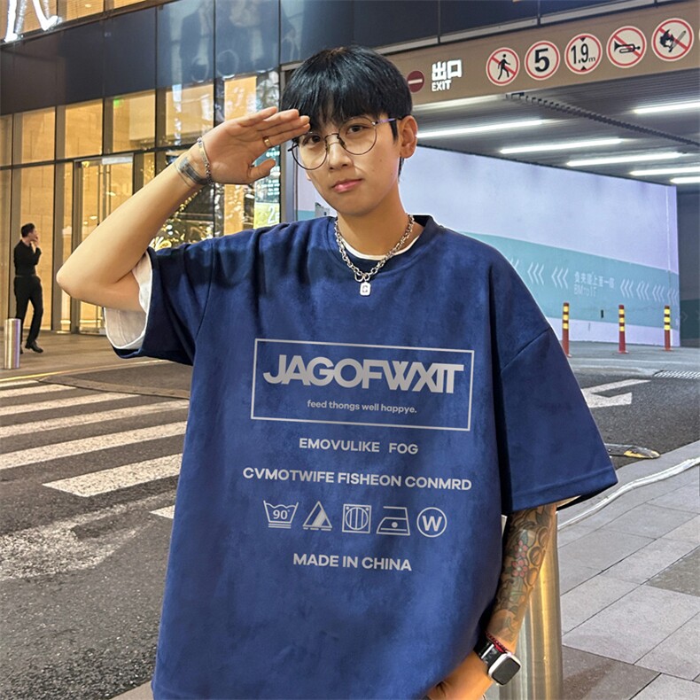 量大优供视频重磅麂皮绒短袖t恤男JT517-特p19,男装T恤,电商B371