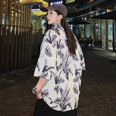夏季日系碎花短袖衬衫复古青少年夏威夷男女同款沙滩衬衣C123，男装衬衫，星座1116A-2（原606A-1）