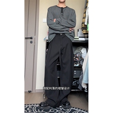 高级感亚麻西裤男女cleanfit宽松老钱风休闲裤504-K263-特P47控88，男装西裤，星座504