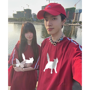 抖音得物高品质二开240克宽松纯棉美式潮牌三条杠织带短袖T恤图片