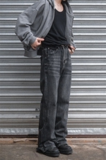 B221美式ins高街暗黑重工艺宽松微喇牛仔裤LK23128-P60控78，男装牛仔裤，电商B221