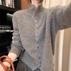 2025年秋季时尚百搭通勤简约休闲自由领开衫，女装针织衫/毛衣，端硕羊绒