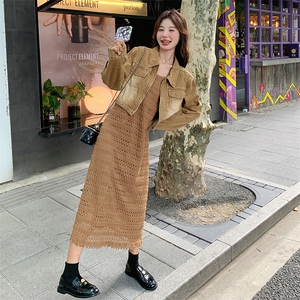 2025春季新款高级感设计镂空吊带连衣裙套装女时尚法式外套两件套图片