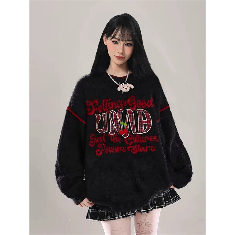 美式复古毛衣女秋冬季圣诞节穿搭慵懒风宽松针织上衣，男装针织衫/毛衣，星座716-3