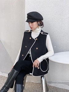 双面羊绒马甲,女装马甲,与跃