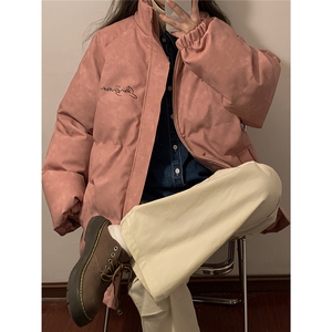 1立领PU皮复古做旧金属印花字母大码M-5XL棉衣男MY77732P130控178图片