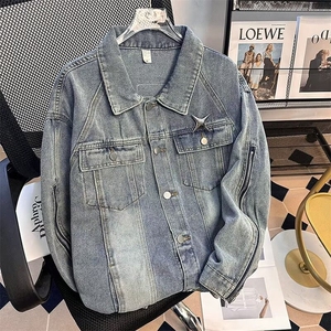 JK8609-P59 美式复古水洗牛仔外套男春季设计感潮牌高街情侣宽松图片