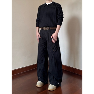 美式复古刺绣直筒休闲裤男秋冬新款高街设计感宽松显瘦阔腿拖地裤图片